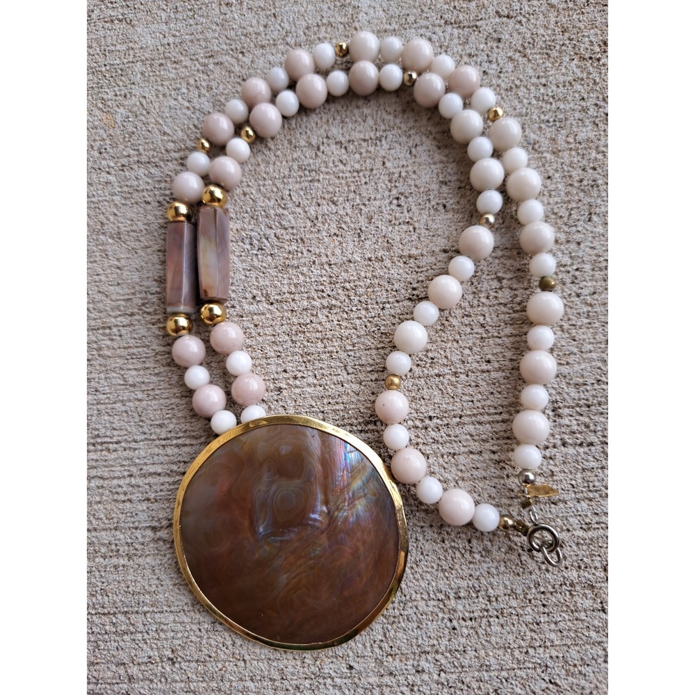 Karla Jordan Bohemian Beaded Necklace Shell Pendant